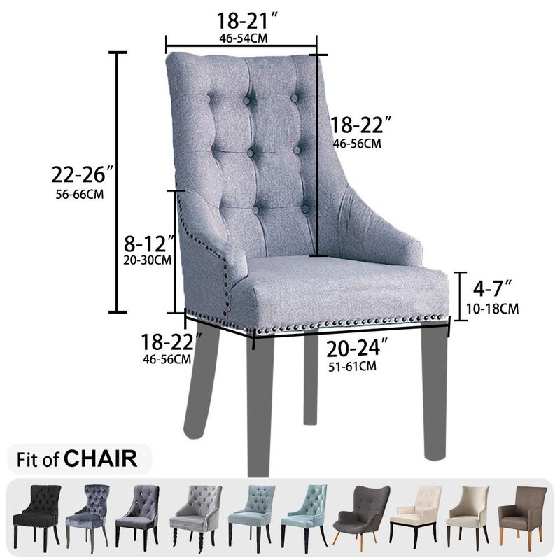 Lellen Velvet Stretch Wingback Chair Cover Slipcover - Reusable Protector Cover for Dining Room Banquet Home Decor etc Machine Washable Hand Washable (Charcoal Grey, 1PC) - Image 5